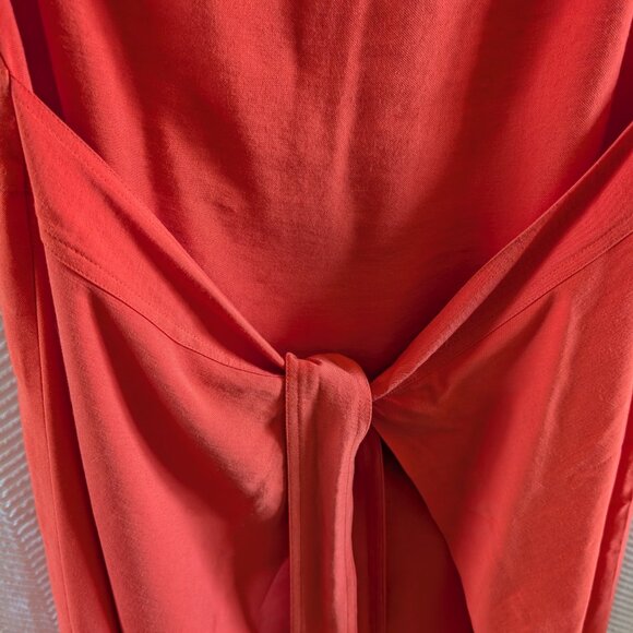 Veronika Maine Wrap Tie Front Red Orange Dress Size 14 Spring Summer Office - Picture 7 of 11